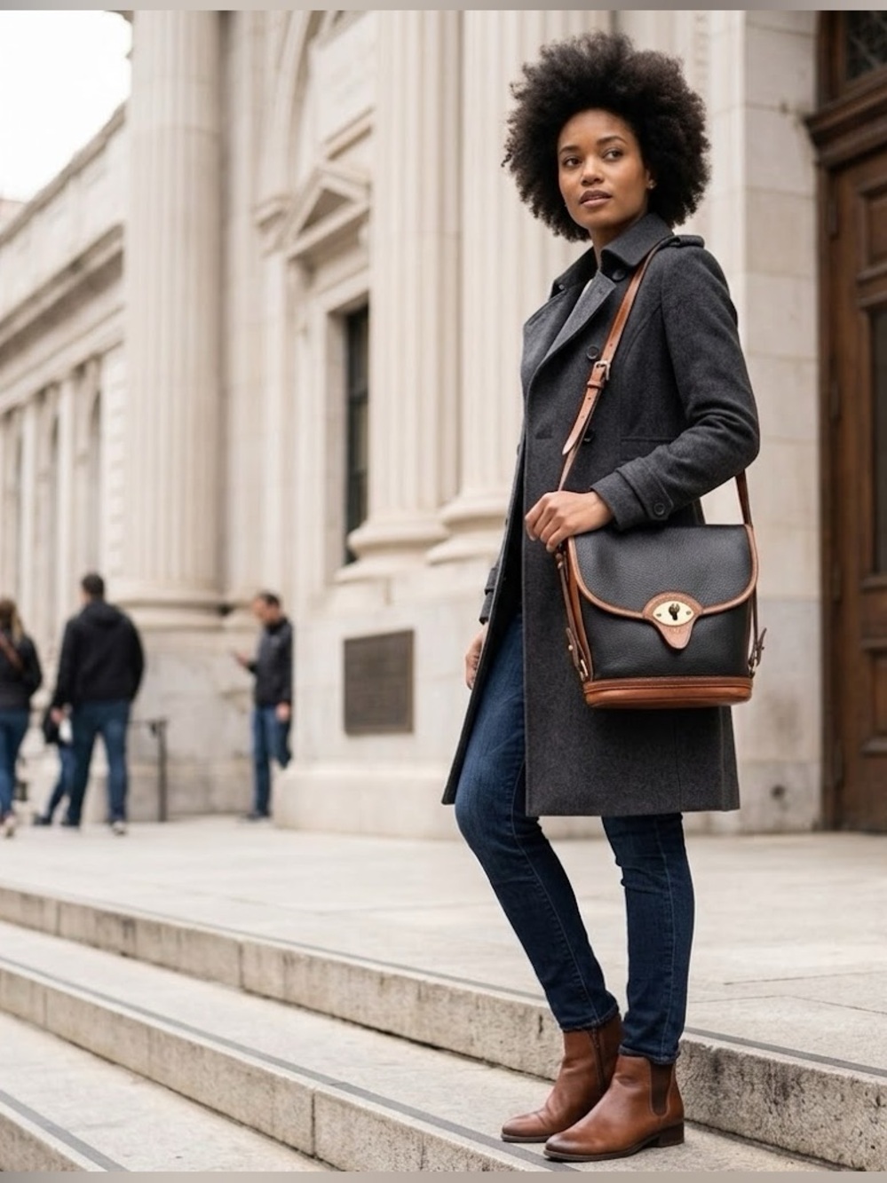 Dooney & Bourke Vintage Black and Brown Leather Shoulder Bag